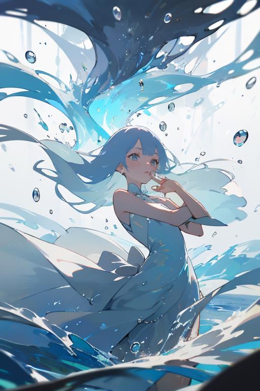 03297-2946275675-A girl wearing a dress made of flowing water, with droplets cascading from her fingertips._lora_flat2_1.2_,.png